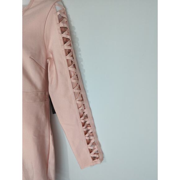 Venus Bandage Strappy Pink Cut Out Bodycon Mini Party Chic Dress LARGE NWT - Picture 5 of 10